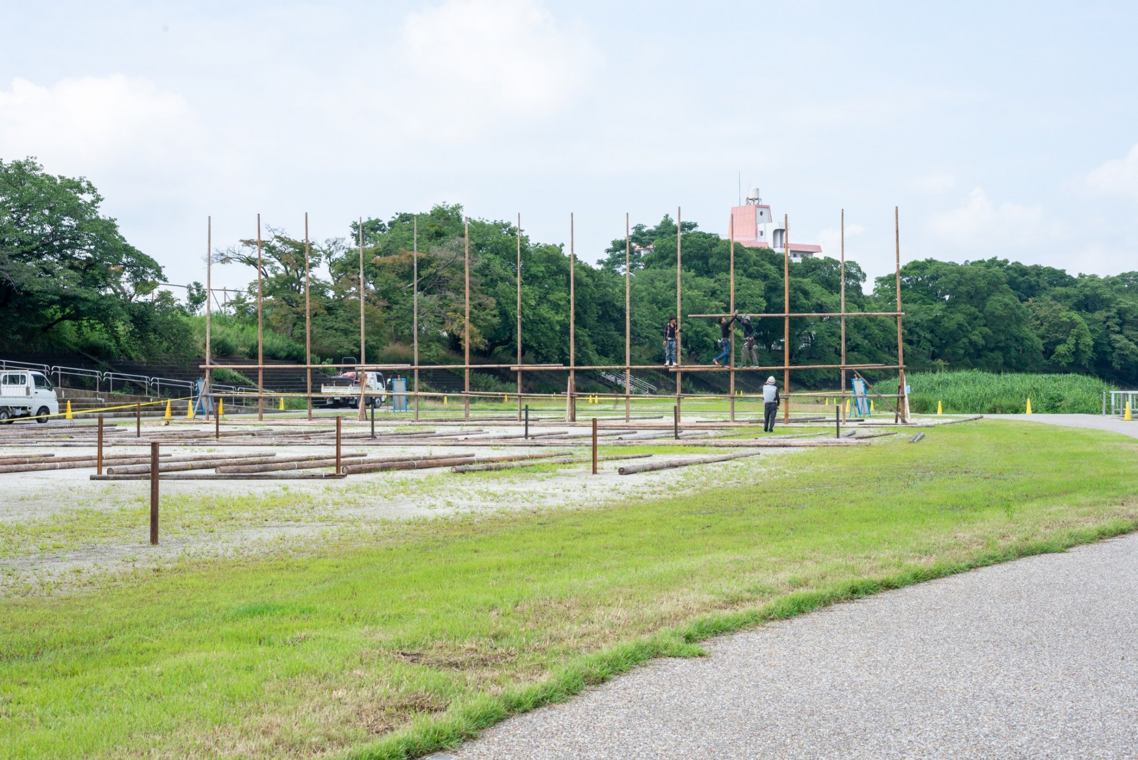 花火の準備風景